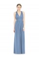 Sleeveless V-Neck Chiffon Dusty Blue Long Bridesmaid Gowns Bath