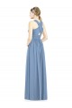 Sleeveless V-Neck Chiffon Dusty Blue Long Bridesmaid Gowns Bath