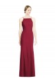Sleeveless Spaghetti Straps Soft Chiffon Burgundy Long Bridal Party Dress Bath