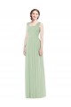 Sleeveless Spaghetti Straps Soft Chiffon Sage Long Bridal Party Dress Bath