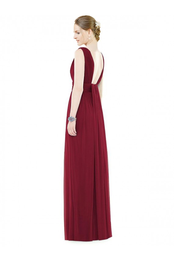 Sleeveless V-Neck Soft Chiffon Royal Blue Long Bridesmaid Gowns Bath