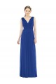 Sleeveless V-Neck Soft Chiffon Royal Blue Long Bridesmaid Gowns Bath