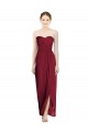 Sleeveless Sweetheart Soft Chiffon Burgundy Sheath Long Bridesmaid Dress Bath