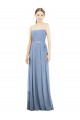 Sleeveless Strapless Soft Chiffon Dusty Blue A-Line Long Bridesmaid Dress Bath