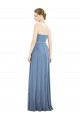 Sleeveless Strapless Soft Chiffon Dusty Blue A-Line Long Bridesmaid Dress Bath