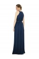 Sleeveless High Neck Soft Chiffon Dark Navy Long Bridesmaid Dress / Formal Dress Bath