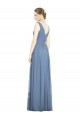 Sleeveless V-Neck Soft Chiffon Dusty Blue Long Semi Formal Evening Dress / Bridesmaid Dress Bath