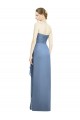 Sleeveless Strapless Soft Chiffon Dusty Blue Long Bridesmaid Dress Bath