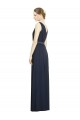 Sleeveless V-Neck Chiffon Dark Navy Long Bridesmaid Gowns Bath
