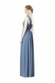 Sleeveless One Shoulder Soft Chiffon Dusty Blue Long Bridesmaid Dress Bath