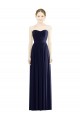 Sleeveless Strapless Soft Chiffon Dark Navy Long Formal Evening Gown / Bridesmaid Dress Bath