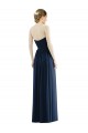 Sleeveless Strapless Soft Chiffon Dark Navy Long Formal Evening Gown / Bridesmaid Dress Bath