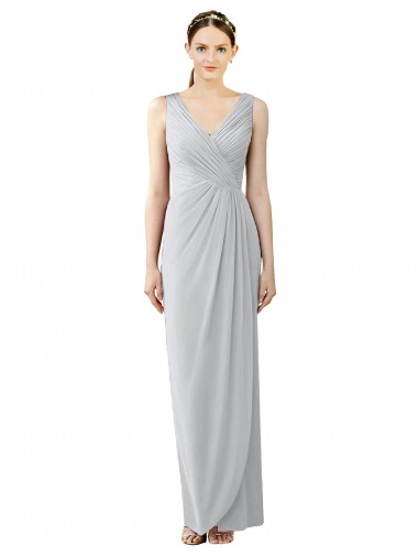 Sleeveless V-Neck Chiffon Frost Long Bridesmaid Dress / Evening Dress Bath