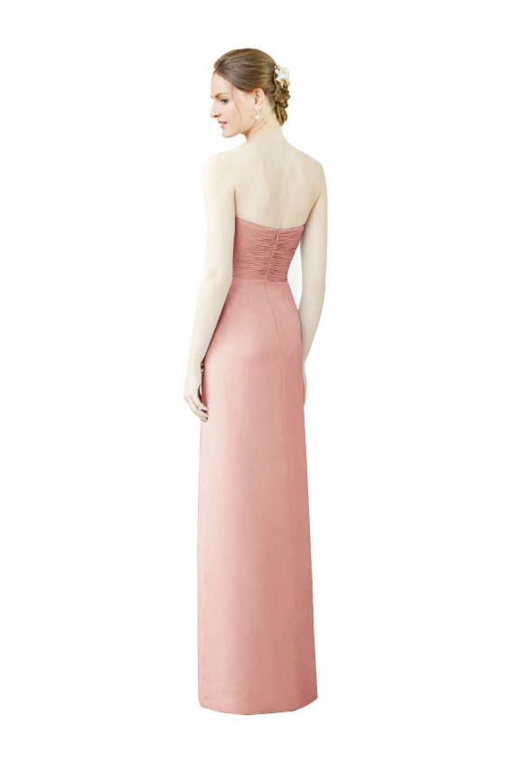 Sleeveless Strapless Soft Chiffon Bliss Pink Long High Low Bridesmaid Dress Bath
