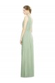 Sleeveless V-Neck Soft Chiffon Sage Long Bridesmaid Dress Bath