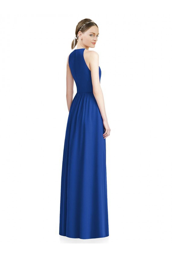 Sleeveless Halter Neck Chiffon Silver Long Bridesmaid Dress / Evening Dress Bath