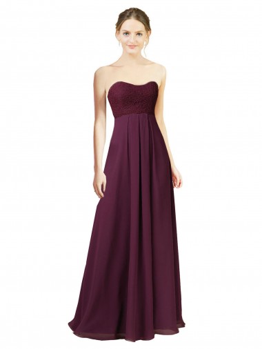 Sleeveless Sweetheart Chiffon Grape Long Bridesmaid Dress Bath