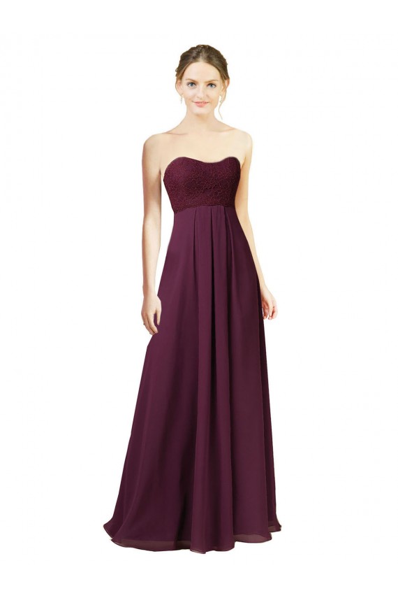 Sleeveless Sweetheart Chiffon Grape Long Bridesmaid Dress Bath