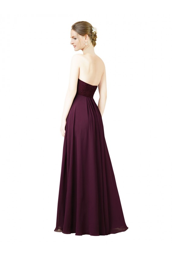 Sleeveless Sweetheart Chiffon Grape Long Bridesmaid Dress Bath