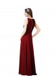Sleeveless Halter Neck Soft Chiffon Burgundy Sheath Long Bridesmaid Dress Bath