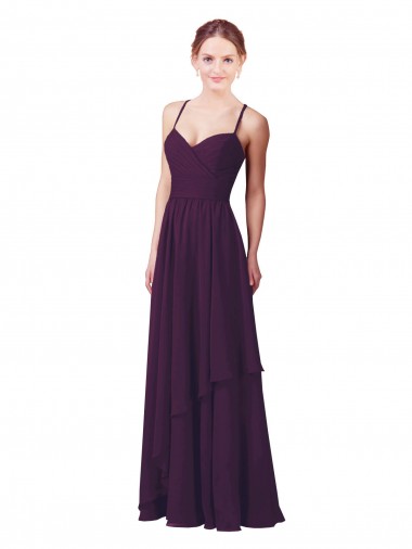Sleeveless Sweetheart Soft Chiffon Grape Sheath Long Bridesmaid Dress Bath