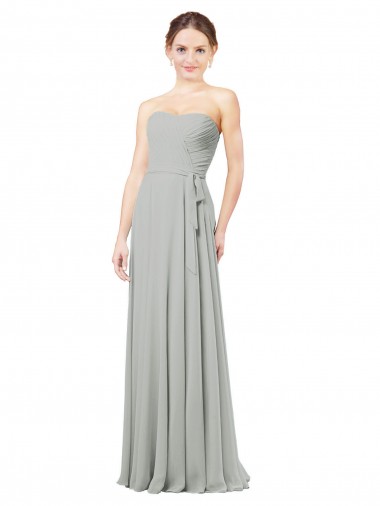 Sleeveless Sweetheart Soft Chiffon Silver Long Bridesmaid Dresses Bath