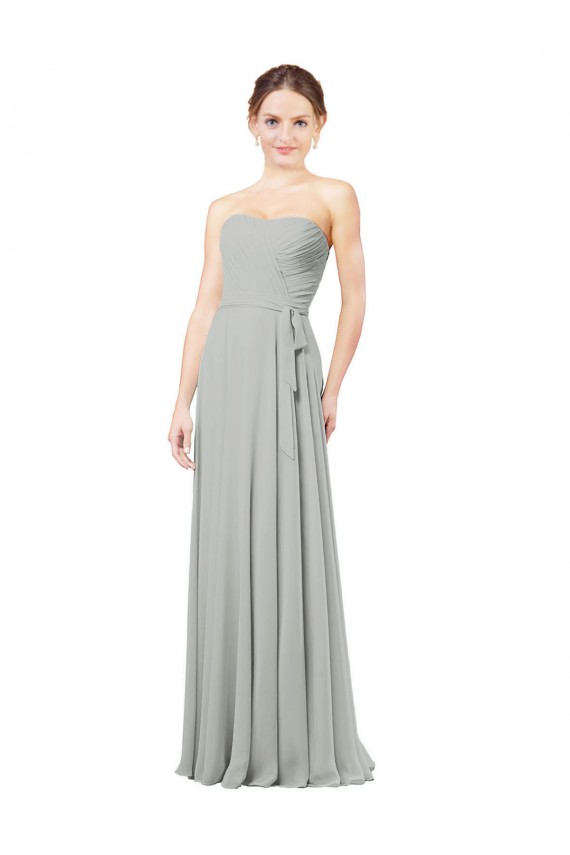 Sleeveless Sweetheart Soft Chiffon Silver Long Bridesmaid Dresses Bath