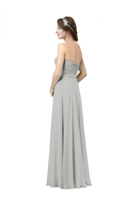 Sleeveless Sweetheart Soft Chiffon Silver Long Bridesmaid Dresses Bath