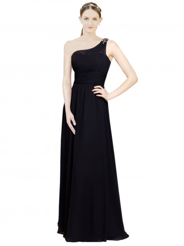 Sleeveless Sweetheart Chiffon Black Long Bridesmaid Dresses Bath