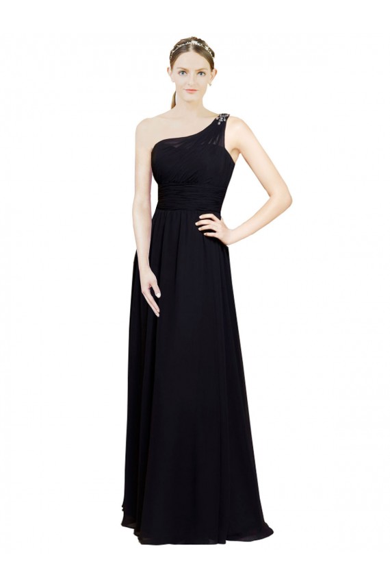 Sleeveless Sweetheart Chiffon Black Long Bridesmaid Dresses Bath