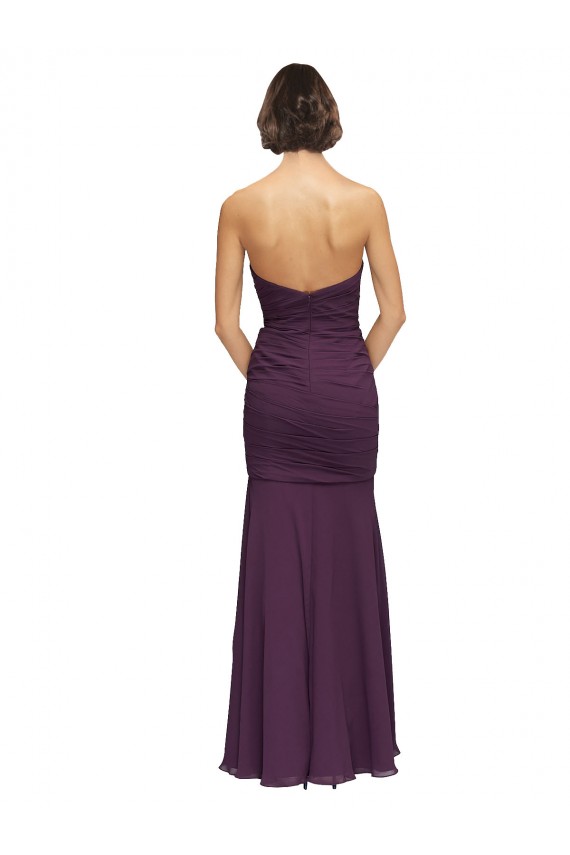 Sleeveless Sweetheart Soft Chiffon Grape Long Bridesmaid Dress Bath