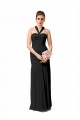 Sleeveless Halter Neck Chiffon Black Long Bridesmaid Dress / Evening Dress Bath