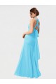Sleeveless Halter Neck Chiffon Black Long Bridesmaid Dress / Evening Dress Bath