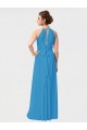 Sleeveless High Neck Soft Chiffon Burgundy High Low Bridesmaid Dress Bath