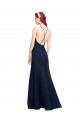 Sleeveless High Neck Soft Chiffon Dark Navy Long Prom Dress / Bridesmaid Dress Bath