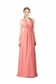 Sleeveless Sweetheart Soft Chiffon Watermelon Long Bridesmaid Dress Bath