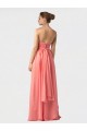 Sleeveless Sweetheart Soft Chiffon Watermelon Long Bridesmaid Dress Bath
