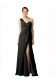 Sleeveless Sweetheart Soft Chiffon Black Long Bridesmaid Dress / Formal Dress Bath