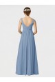 Sleeveless Sweetheart Soft Chiffon Dusty Blue Long Bridesmaid Gown Bath
