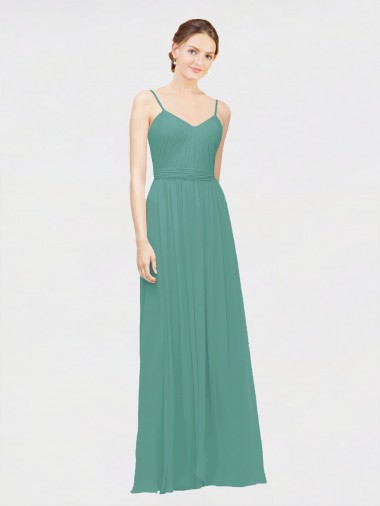 Sleeveless V-Neck Chiffon Icelandic Silver Long Bridesmaid Dress / Evening Dress Bath