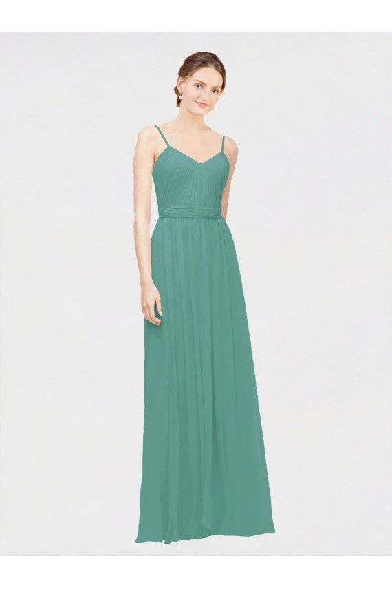 Sleeveless V-Neck Chiffon Icelandic Silver Long Bridesmaid Dress / Evening Dress Bath