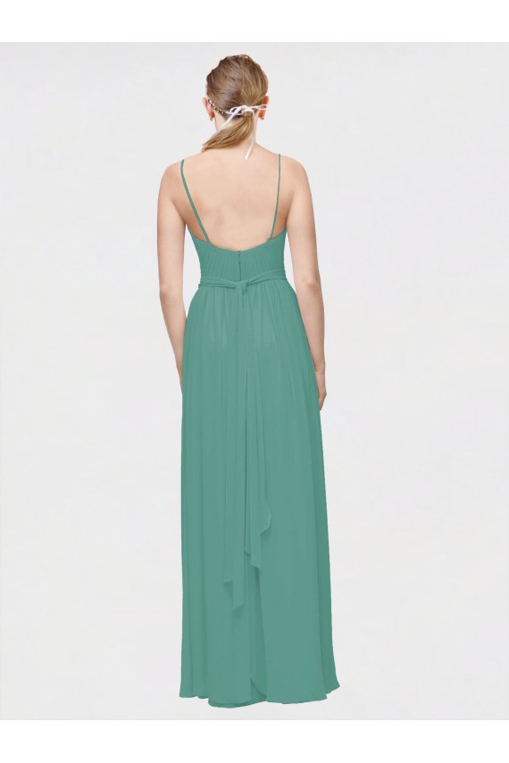 Sleeveless V-Neck Chiffon Icelandic Silver Long Bridesmaid Dress / Evening Dress Bath
