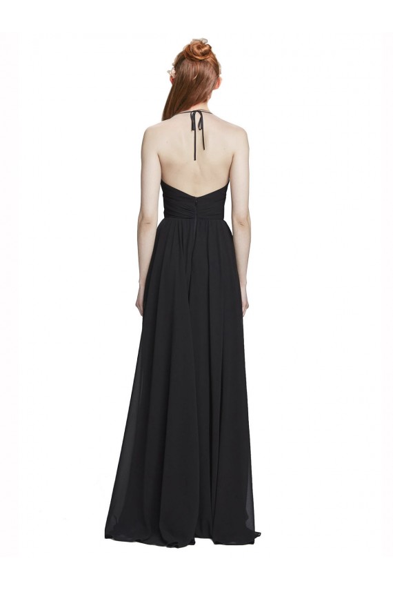 Sleeveless V-Neck Chiffon Dark Navy Long Formal Dress / Bridesmaid Dress Bath
