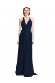 Sleeveless V-Neck Chiffon Dark Navy Long Formal Dress / Bridesmaid Dress Bath