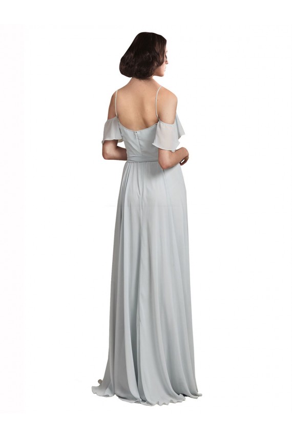 Sleeveless Spaghetti Straps Soft Chiffon Frost Long Formal Dress / Bridesmaid Dress Bath