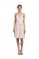 Sleeveless V-Neck Soft Chiffon Cream Pink Knee Length Bridesmaid Dress Bath