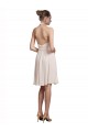 Sleeveless V-Neck Soft Chiffon Cream Pink Knee Length Bridesmaid Dress Bath