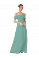 Flutter Sleeves Spaghetti Straps Soft Chiffon Seaside Long Bridesmaid Dress Bath