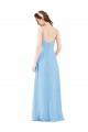 Sleeveless V-Neck Soft Chiffon Periwinkle Sheath Long Bridesmaid Dress Bath