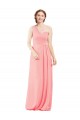 Sleeveless Sweetheart Soft Chiffon Salmon Long Bridal Party Dress Bath